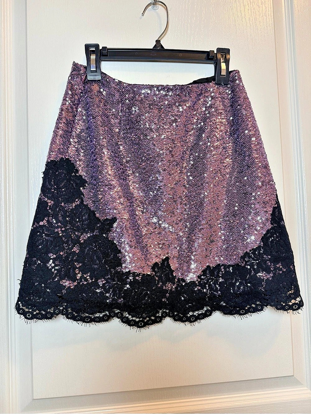 Philosophy di Lorenzo Serafini Sequin Lace Mini Skirt Purple Black Size 38 US 2